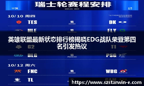 英雄联盟最新状态排行榜揭晓EDG战队荣登第四名引发热议